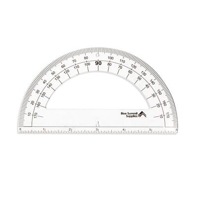 30 Clear Plastic Protractors 6 Inch 180 Degrees Classroom Set of Kids Protrac...