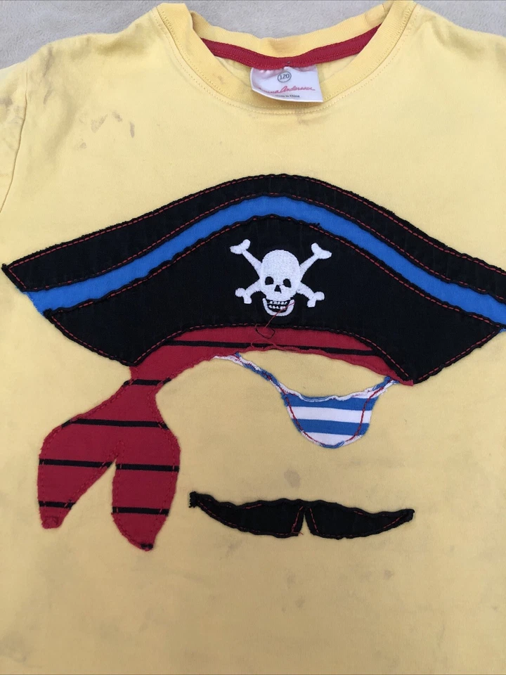 Camiseta Hanna Andersson Niños 120 Apliques Pirata Defecto Foto 2 de 4