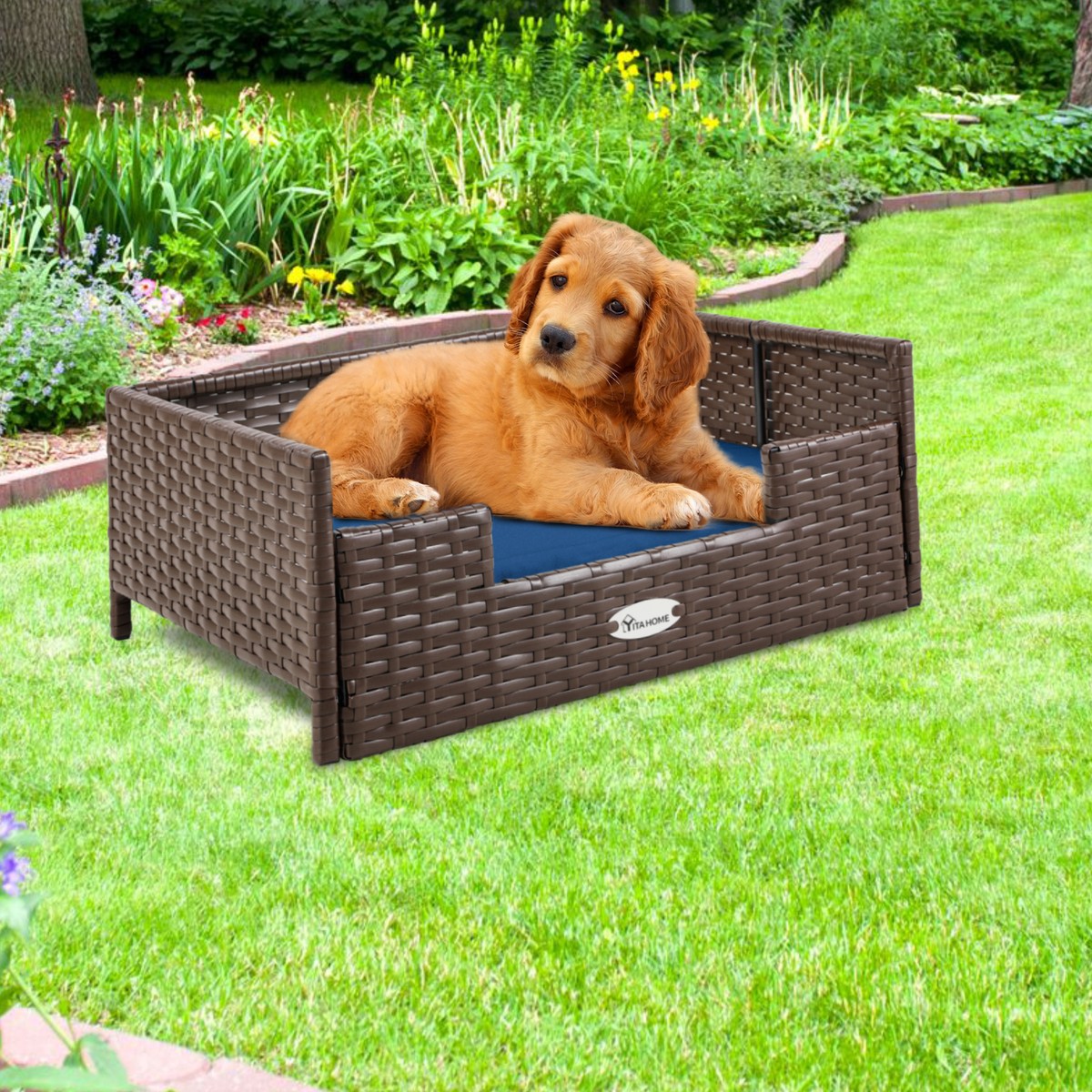Wicker Outside Dog Blankets Outdoor Large Rattan Dog Bed W
