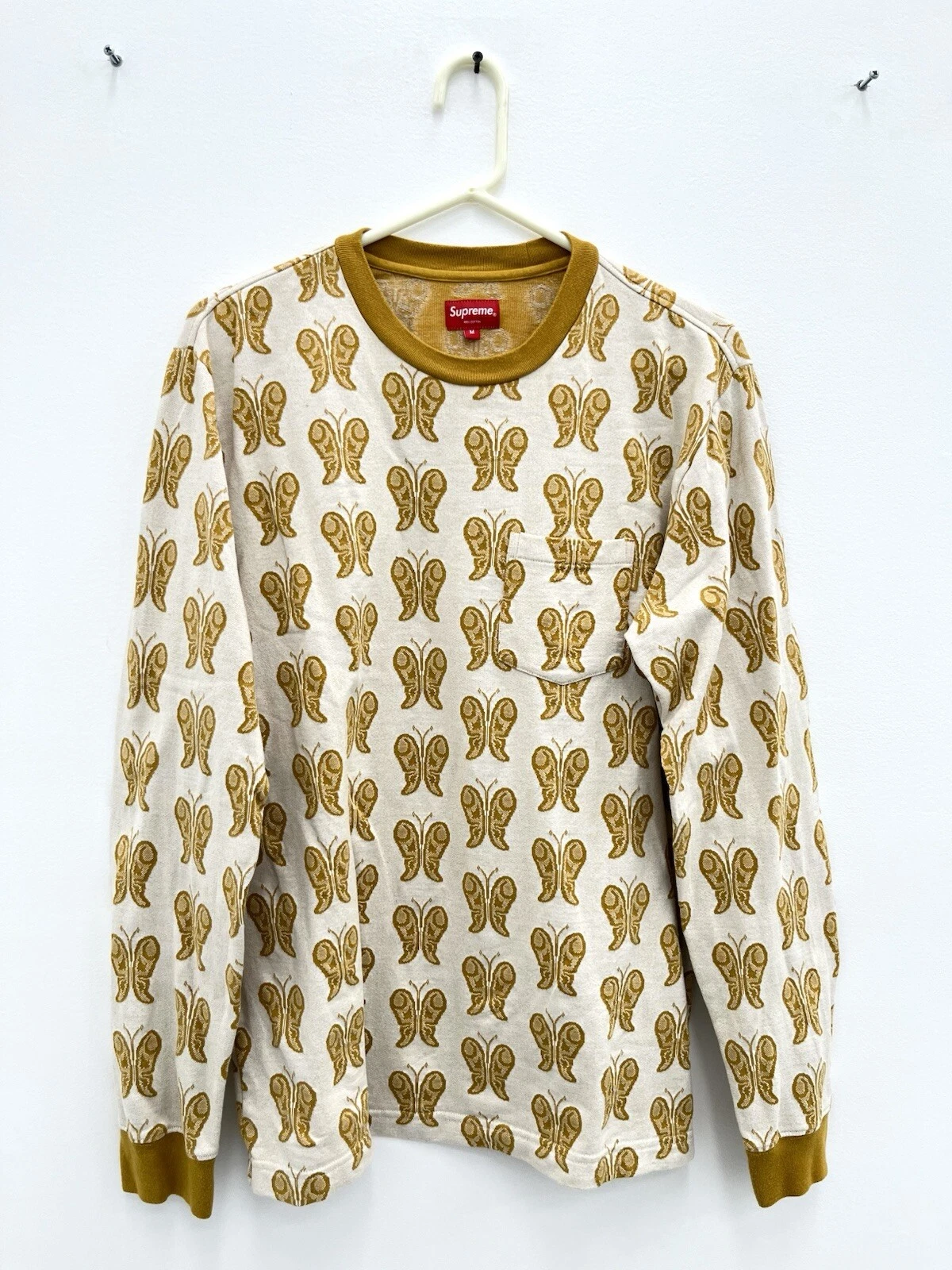 Haut pull jacquard Supreme Butterfly SS18 jaune crème taille M