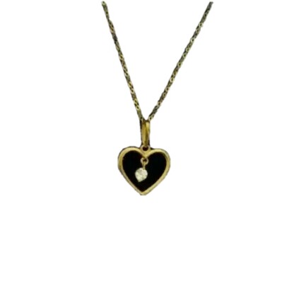 9ct Yellow Gold Crystal Open Heart Pendant Brand