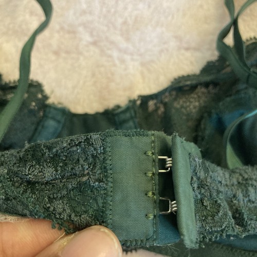 Cotton Club Vintage Emerald Green Size 36C Floral Lace Underwire Bra - Picture 8 of 11
