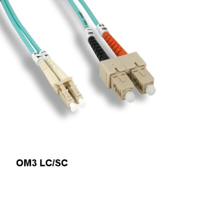 KNTK 20 Meter Fiber Optic Cable LC/SC OM3 50/125 Multi-Mode Duplex UPC Aqua