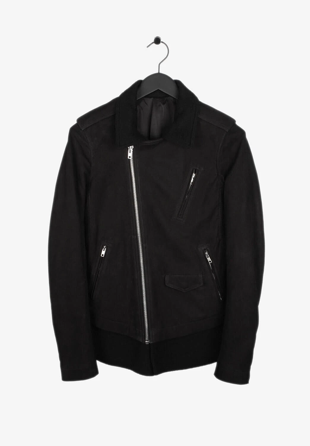 Giacca biker da uomo Rick Owens pelle scamosciata interna cashmere taglia 48IT(M)