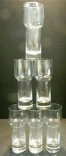Vintage Set of (6) Toscany Stout Beer Glasses Romania 8.25" x 2.83" Excellent