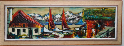 Großes Abstraktes Ölgemälde Oil Painting Meisterwerk Landschaft Stadt Meer 308