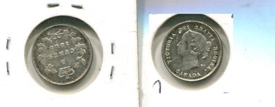 1885 LARGE 5 OVER SMALL 5 CANADA SILVER NICKEL COIN XF 5967S