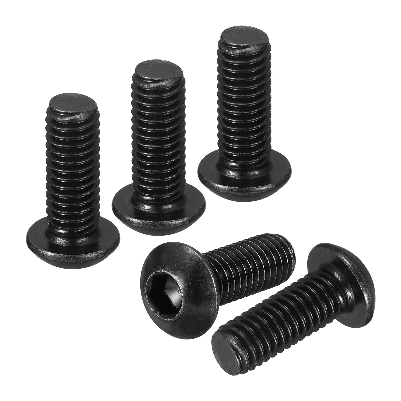50 M6-1x16mm Black Carbon Steel Button Head Socket Cap Screws Pack