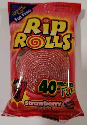Rip Rolls Strawberry 40 inch Sour Belt Candy 12 Count Free Shipping | eBay