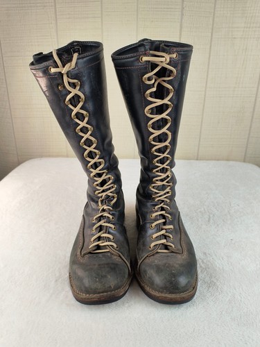Vintage Wesco Highliner Boots Tall 16" 18 Eyelet Lineman Logger 9.5 D