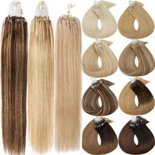 Micro Loop Ring Tip Real Remy Human Hair Extensions Beads Thick 100G Highlight