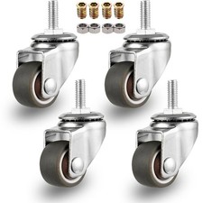 4-Pack 1 Inch M6x 15mm Swivel Caster Wheels with Mini Threaded Stem coffee 