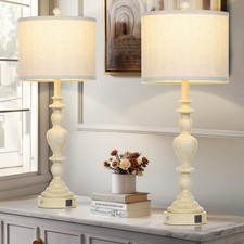 Rinweey 27 Vintage Farmhouse Table Lamps For Living Room Set Of 2 Rustic