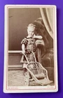 Photo CDV 1870 SCHAHL DIJON Pretty girl in beautiful dress and stroller B280
