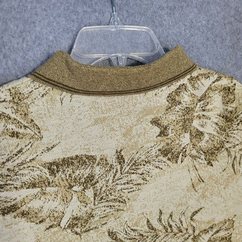 Boca Classics Polo Shirt Mens XL Short Sleeve Brown Tan Pullover Floral - Picture 6 of 10