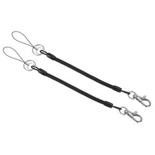 12" Retractable Coil Spring Keychain with Keyring Lobster Clasp, 2 Pcs Plasti...