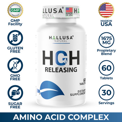 HallHGH Supplements for Men Nitric Oxide Support, Amino Acid Complex, 60 Tablets