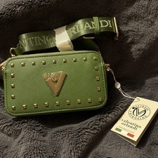 Valentino Orlandi Studded Crossbody Camera Bag Forrest Green Style # V-3003 NWT