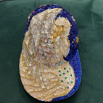Vintage NWT 80s All Sequin Heavily Embellished Cap Hat w  display picture 3