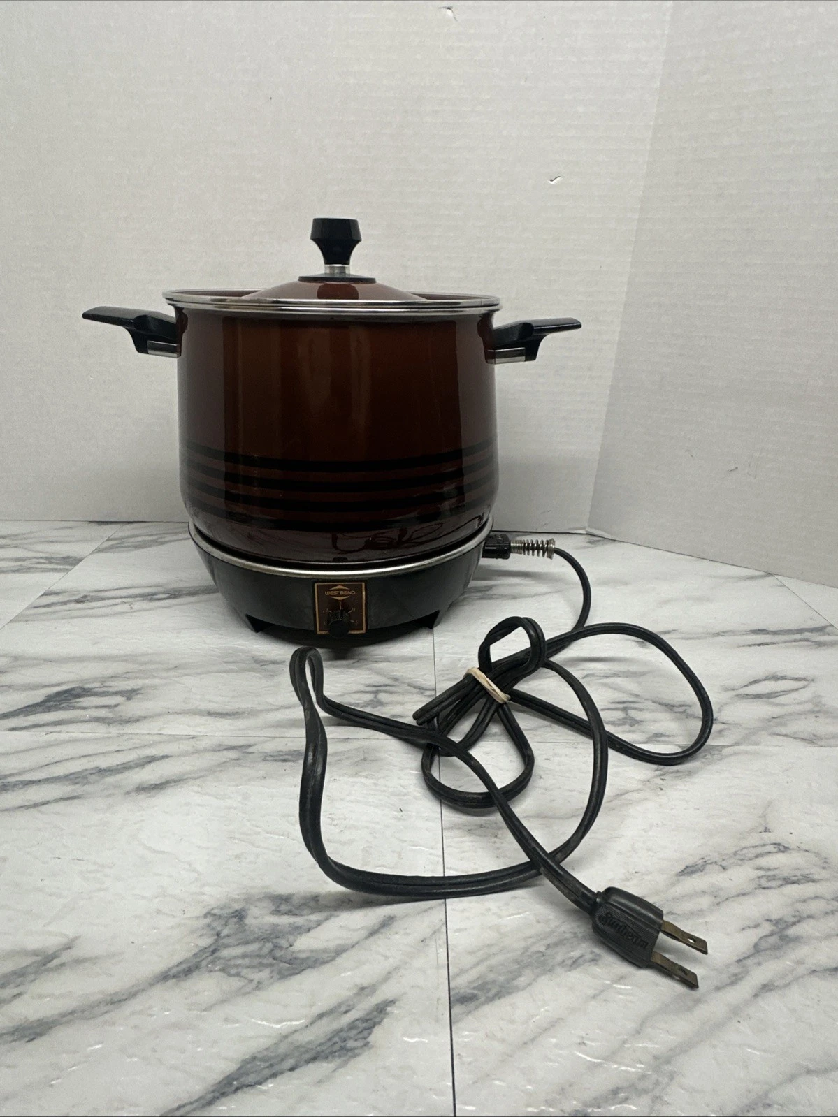 VTG West Bend 5225 Lazy Day 6 Qt Slow Cooker Crock Pot Enamel Tested Works