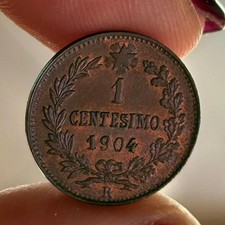 VITTORIO EMANUELE III 1 CENT 1904 RARE VALUE UNCIRCULATED RED COPPER