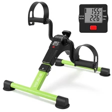 Pedal Exerciser Desk Exercise Bike Leg and Arm with LCD Monitor Green 
