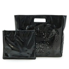 Chanel Triple Coco Mark Patent Leather Tote Bag Women Black One Size