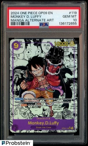 2024 One Piece TCG OP-09 EN #119 Monkey.D.Luffy Manga Alternate Art PSA 10