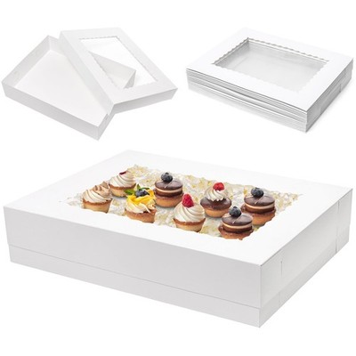 25pcs 19x14x5 Half Sheet Cake Boxes with Window Rectangle 1/2 Bakery for Pastry