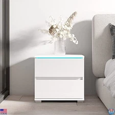 Meble Euphoria 06 Modern 20" Nightstand - Chic 2-Drawer Table with LED Lighting