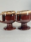 Vintage McCoy Brown Drip Glazed Pedestal Footed Coffee Cup Mug Signed USA #7075