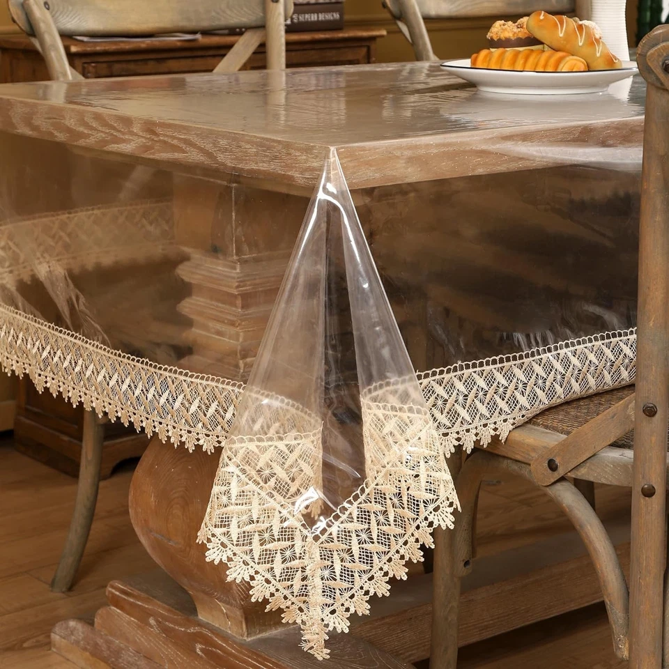 Klare Vinyl Tischdecke Schutz Wasserdicht/Ölfest Kunststoff Quadratisch Transparent... - Bild 2 von 4