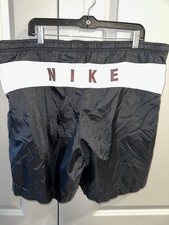 Vintage Black Nike Swim Shorts Men's Large Nylon Mesh Lined Trunks Athletic