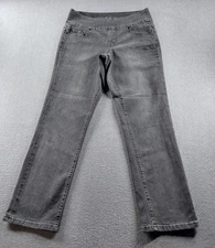 Jag Jeans Women's Jeans Gray Size 10S Pull On Straight Leg High Rise 29.5" Denim