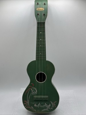 Vintage 1950 Harmony Co Green Ukulele With Hawaii Island Stencil Plays 21 