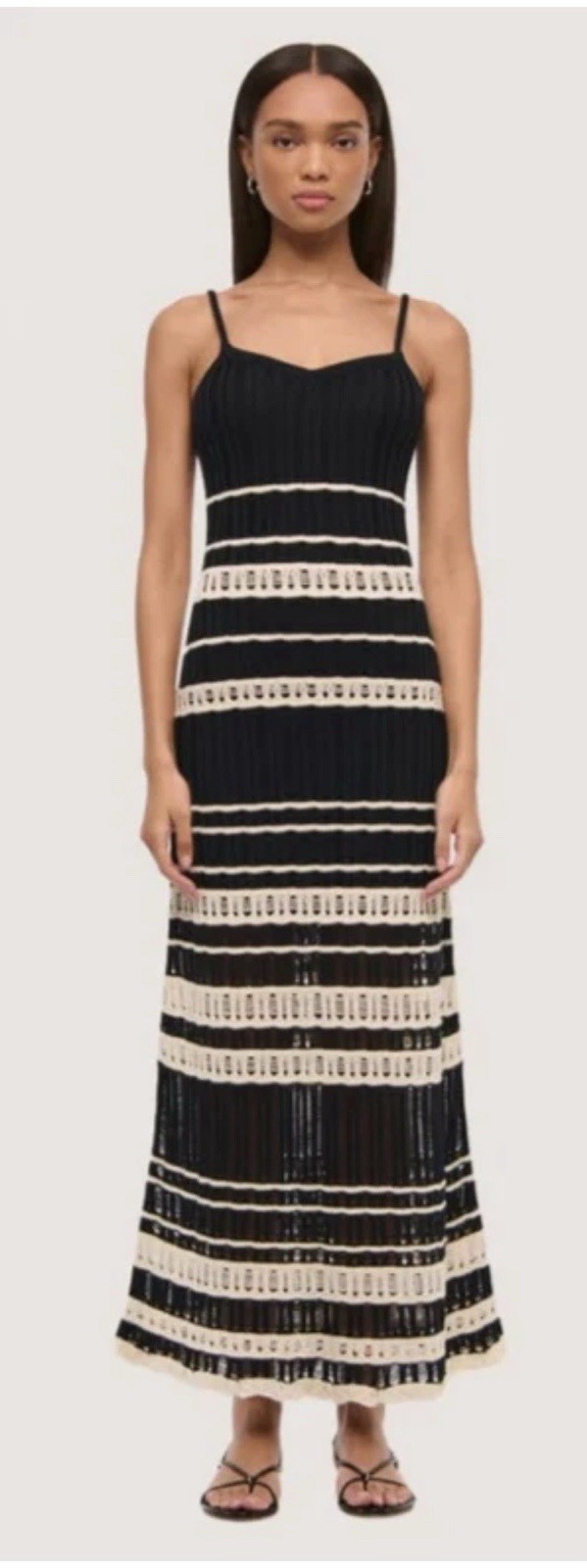 Abercrombie & Fitch Crochet Style Maxi Dress sz Medium Tall Black White