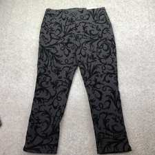 Chico's Pants Womens 2 Gray Velvet Floral Ankle Straight Slimming Pull On
