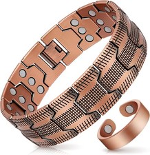 99 Copper Magnetic Bracelet Ring 3X Arthritis Relief Adjustable w/ Tool  Box