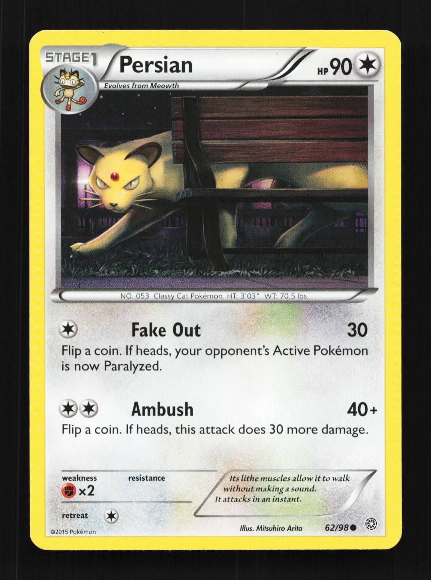 Persian 62/98 MP Ancient Origins English Pokemon Card TCG