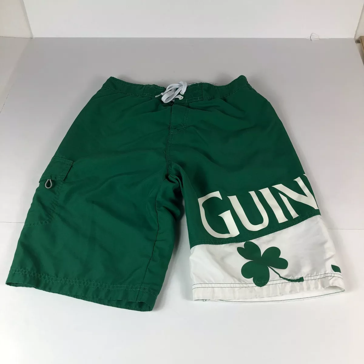 Guinness Shorts Men s Medium Swimming Trunks Green White Cargo Pockets