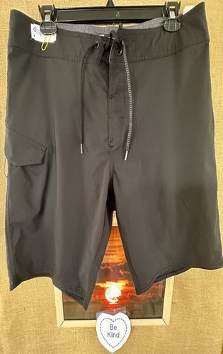 Volcom Mod-Tech Hombre Negro Tablero Corto 38 Relajado Plano Sólido Bolsillo Elástico - Imagen 6 de 7