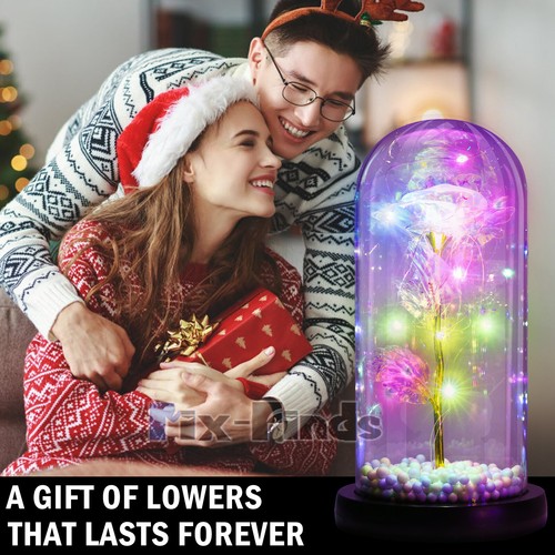LED Galaxia Eterna Rosa en Vidrio Flor Forever Regalo para Ella Navidad San Valentín - Imagen 26 de 78