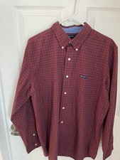 Mens Large Casual or Dress Red Plaid Button Down Easy Care Shirt CHAPS