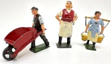 Set of 3 BEAUTIFUL Miniature Farming Lead figurines by John Hill & Co.