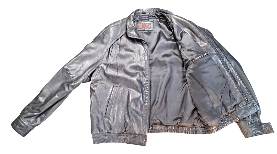 Doral 5th Ave 100% Leather Bomber Jacket Black Mens Size 46 (XL) from Turkey - Image 2 of 4