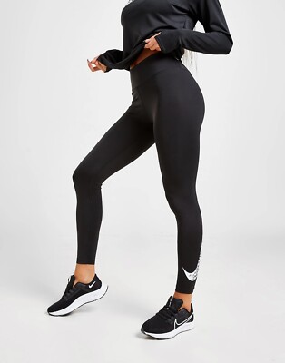 Nike Womens Leggings Black Mid Rise Sportswear Gym Bottom Jogging Activewear | eBay UK