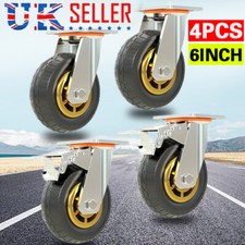 4 PCS Heavy Duty Double Bearing 1000KG 150mm Rubber Swivel Castor Wheels Trolley