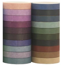20 Rolls Washi Tape Set, 197 Feet X 7.5Mm Wide Cool Tones Washi Tape，Solid Colou