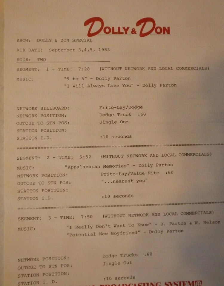 Dolly Parton and Don Williams. Dolly & Don Sept 3-5, 1983 country radio special - Image 4 of 4