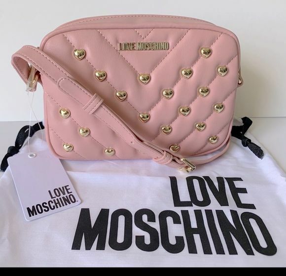 love moschino quilted crossbody bag in pink
